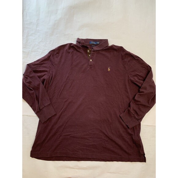 Polo Ralph Lauren Shirt Mens XXL Maroon Classic Fit Henley Polo Pony Golf - Picture 1 of 8